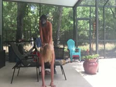 Natural busty wife fucked outside by her lover